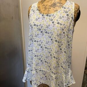 LOFT Floral Sleeveless Blouse - White and Yellow